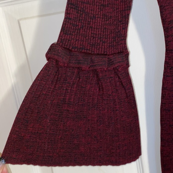 Nina Leonard Wine Red Bell Sleeve Ribbed Sweater Dress NWT - Picture 5 of 12